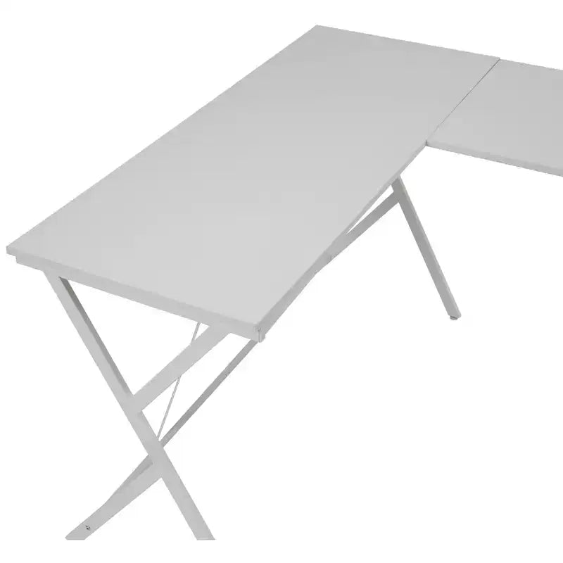 Scrivania a L Minimalista 62IN con Gambe Incrociate, Scrivania per Computer con Ampio Piano di Lavoro, Scrivania per Camera da Letto, Soggiorno, Ufficio
