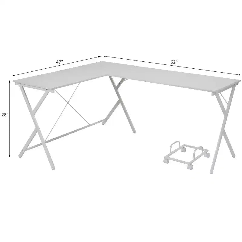 Scrivania a L Minimalista 62IN con Gambe Incrociate, Scrivania per Computer con Ampio Piano di Lavoro, Scrivania per Camera da Letto, Soggiorno, Ufficio