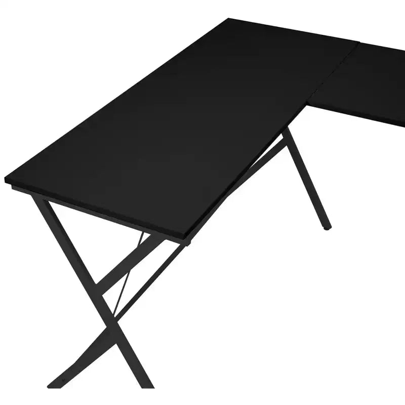 Scrivania a L Minimalista 62IN con Gambe Incrociate, Scrivania per Computer con Ampio Piano di Lavoro, Scrivania per Camera da Letto, Soggiorno, Ufficio