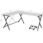 Scrivania a L Minimalista 62IN con Gambe Incrociate, Scrivania per Computer con Ampio Piano di Lavoro, Scrivania per Camera da Letto, Soggiorno, Ufficio