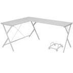 Scrivania a L Minimalista 62IN con Gambe Incrociate, Scrivania per Computer con Ampio Piano di Lavoro, Scrivania per Camera da Letto, Soggiorno, Ufficio