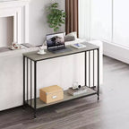 Console Table  Narrow Sofa Table with Glass Shelf & Metal Frame for Entryway/Living Room