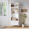 GustoWave 74 Slim Hall Tree with Shoe Bench and Storage, Entryway Coat Rack with 4 Gold Hooks & Metal Legs, Saving Space Design