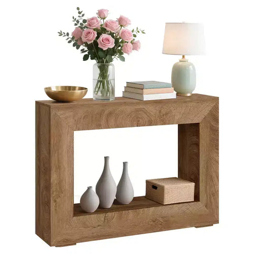 47 Farmhouse Console Table  Rustic Sofa Table with Open Shelves for Living Room/Entryway/Bedroom