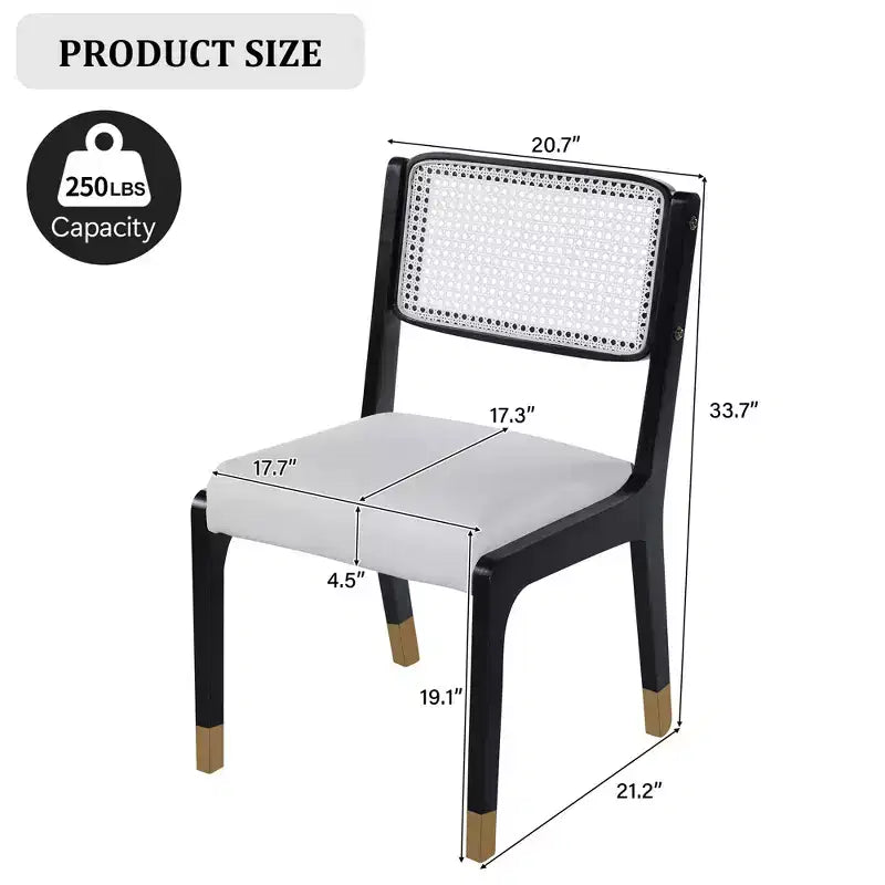 Set di 2 sedie da pranzo, sedie d'accento moderne in stile rustico con schienale in rattan e gambe in legno di gomma - ModernLuxe