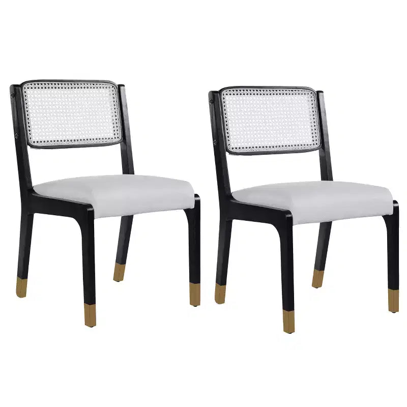 Set di 2 sedie da pranzo, sedie d'accento moderne in stile rustico con schienale in rattan e gambe in legno di gomma - ModernLuxe