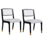 Set di 2 sedie da pranzo, sedie d'accento moderne in stile rustico con schienale in rattan e gambe in legno di gomma - ModernLuxe