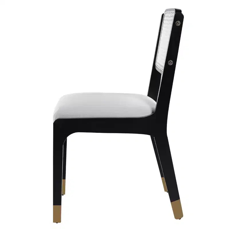 Set di 2 sedie da pranzo, sedie d'accento moderne in stile rustico con schienale in rattan e gambe in legno di gomma - ModernLuxe