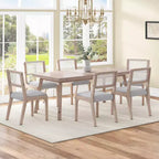Set di 2 sedie da pranzo, sedie d'accento moderne in stile rustico con schienale in rattan e gambe in legno di gomma - ModernLuxe