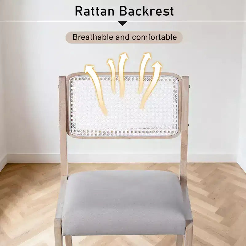 Set di 2 sedie da pranzo, sedie d'accento moderne in stile rustico con schienale in rattan e gambe in legno di gomma - ModernLuxe