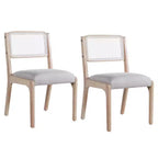 Set di 2 sedie da pranzo, sedie d'accento moderne in stile rustico con schienale in rattan e gambe in legno di gomma - ModernLuxe