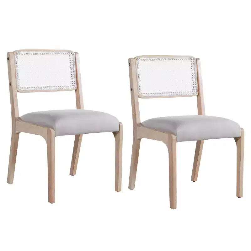 Set di 2 sedie da pranzo, sedie d'accento moderne in stile rustico con schienale in rattan e gambe in legno di gomma - ModernLuxe