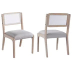 Set di 2 sedie da pranzo, sedie d'accento moderne in stile rustico con schienale in rattan e gambe in legno di gomma - ModernLuxe