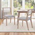 Set of 2 Dining Chairs, Modern Farmhouse Accent Chairs Side Chairs with Rattan Backrest & Rubber Wood Legs - ModernLuxe