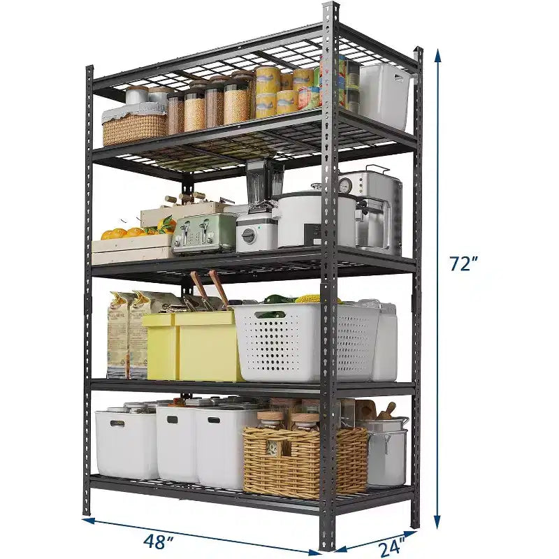 Scaffalatura da Garage Resistente a 5 Ripiani, Unità di Scaffalature Industriali in Metallo con Ripiani Regolabili, per Garage, Cucina, Dispensa, Magazzino