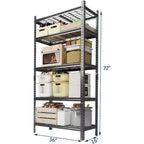 Scaffalatura da Garage Resistente a 5 Ripiani, Unità di Scaffalature Industriali in Metallo con Ripiani Regolabili, per Garage, Cucina, Dispensa, Magazzino