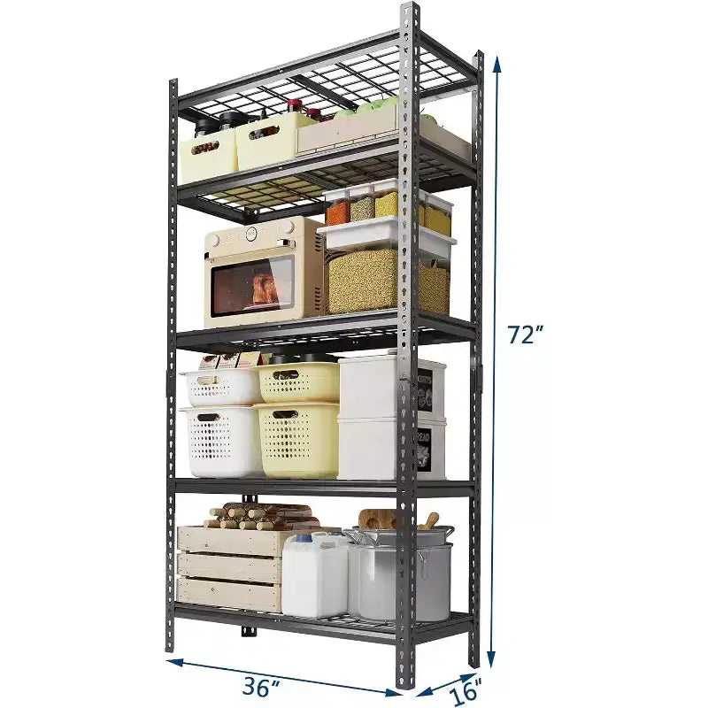 Scaffalatura da Garage Resistente a 5 Ripiani, Unità di Scaffalature Industriali in Metallo con Ripiani Regolabili, per Garage, Cucina, Dispensa, Magazzino