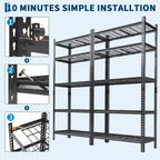 Scaffalatura da Garage Resistente a 5 Ripiani, Unità di Scaffalature Industriali in Metallo con Ripiani Regolabili, per Garage, Cucina, Dispensa, Magazzino