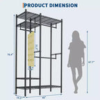 Appendiabiti Pesante con Mensole a 4 Livelli, Sistema Armadio Autoportante, Contenitore Regolabile per Camera da Letto, Guardaroba, Lavanderia