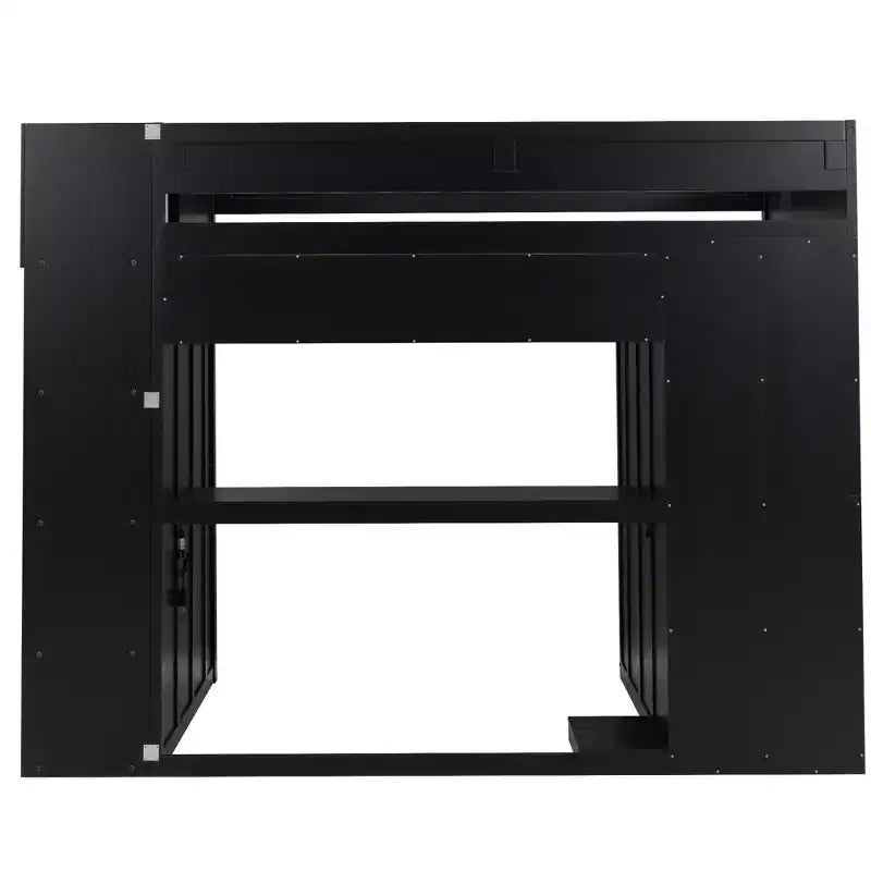 Letto a soppalco da gaming per ragazzi/adulti, per materassi singoli/matrimoniali, con scrivania, contenitore e luci a LED, struttura in legno, nero - ModernLuxe