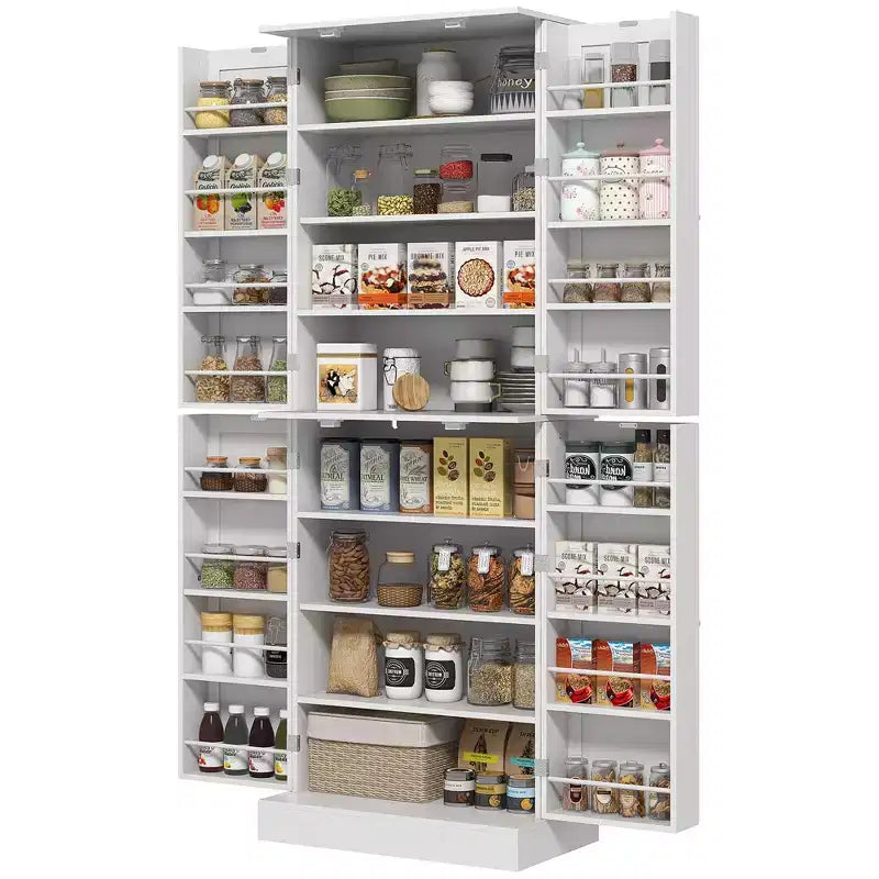 65 Kitchen Cabinet, Kitchen Pantry Cabinet with 4 Doors and 16 Door Shelves for Dining Room