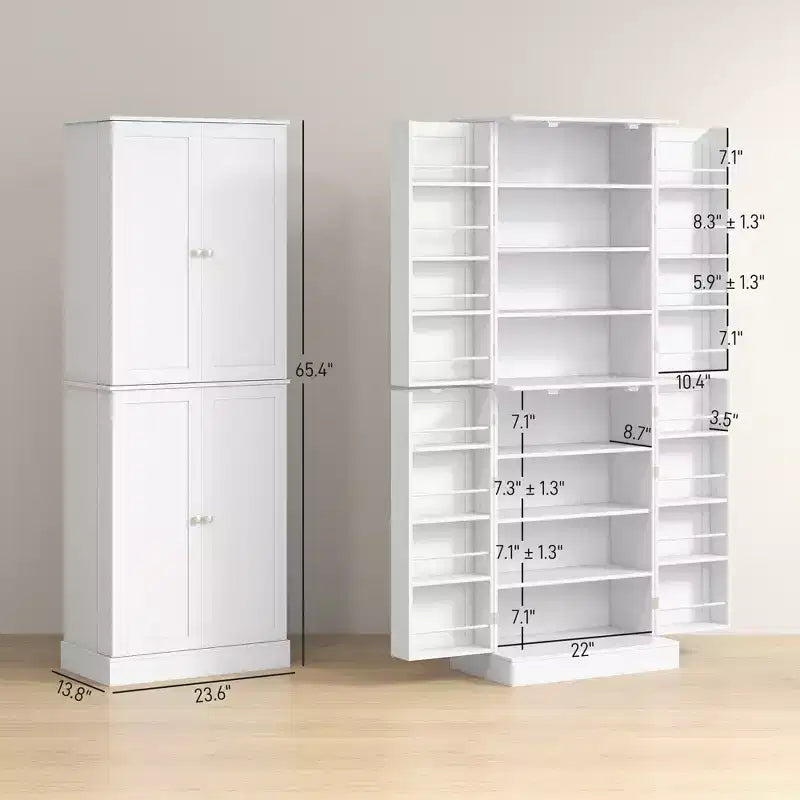 65 mobiletti da cucina, mobile dispensa da cucina con 4 ante e 16 ripiani interni per sala da pranzo