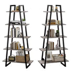 Scaffale a Scala a 5 Ripiani, Libreria Retrò a Terra con Ripiani, Scaffale Alto per Libri CD Film, Scaffale Organizzatore Stretto per Camera da Letto