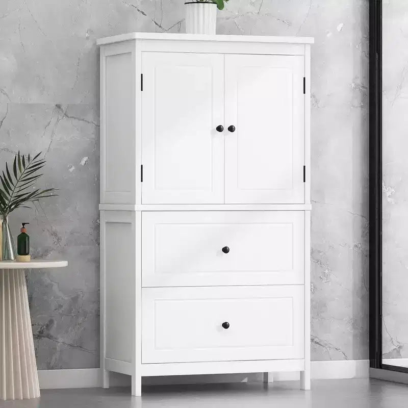 Mobile da bagno con due ante e cassetti, ripiano regolabile, in MDF, nero