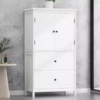 Mobile da bagno con due ante e cassetti, ripiano regolabile, in MDF, nero