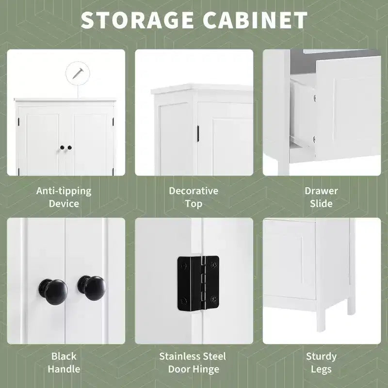 Mobile da bagno con due ante e cassetti, ripiano regolabile, in MDF, nero