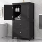 Mobile da bagno con due ante e cassetti, ripiano regolabile, in MDF, nero