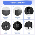 Mobile da bagno con due ante e cassetti, ripiano regolabile, in MDF, nero