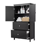 Mobile da bagno con due ante e cassetti, ripiano regolabile, in MDF, nero