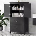 Bathroom Storage Cabinet Cabinet with Two Doors and Drawers Adjustable Shelf MDF Board Black