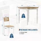 Set da pranzo per 2, Tavolo e sedie compatti da 3 pezzi, Seduta ergonomica confortevole, Ideale per piccoli spazi, cucine, appartamenti