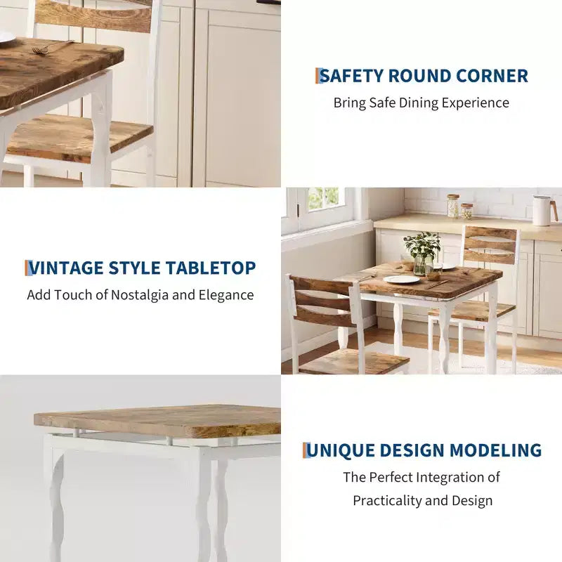 Set da pranzo per 2, Tavolo e sedie compatti da 3 pezzi, Seduta ergonomica confortevole, Ideale per piccoli spazi, cucine, appartamenti