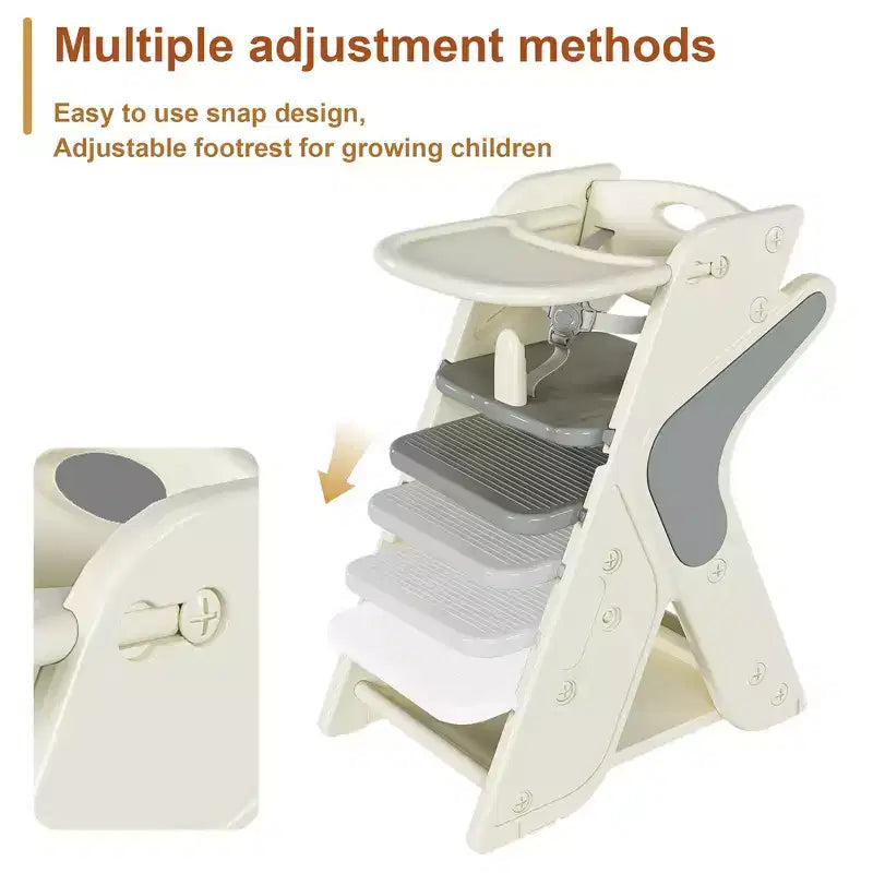 Sedia da pranzo multifunzione, sedia per bambini con cinture di sicurezza e un grande piatto estraibile