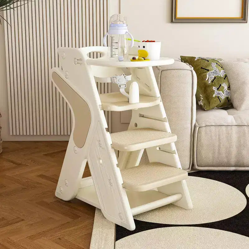 Sedia da pranzo multifunzione, sedia per bambini con cinture di sicurezza e un grande piatto estraibile