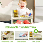 Sedia da pranzo multifunzione, sedia per bambini con cinture di sicurezza e un grande piatto estraibile