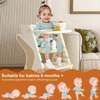 Sedia da pranzo multifunzione, sedia per bambini con cinture di sicurezza e un grande piatto estraibile