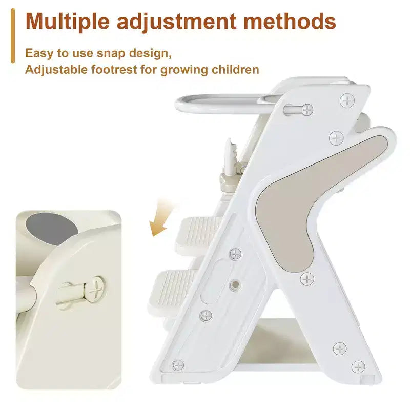 Sedia da pranzo multifunzione, sedia per bambini con cinture di sicurezza e un grande piatto estraibile