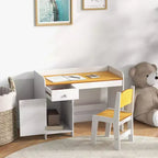 Whisen 2-Piece Kids Table Set with Storage Drawer, Safe MDF, Easy Assembly, Ideal for Homework & Games - White