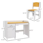 Set Tavolo e 2 Sedie per Bambini con Cassetto, MDF Sicuro, Facile da Montare, Ideale per Compiti e Giochi - Bianco