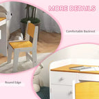 Set Tavolo e 2 Sedie per Bambini con Cassetto, MDF Sicuro, Facile da Montare, Ideale per Compiti e Giochi - Bianco