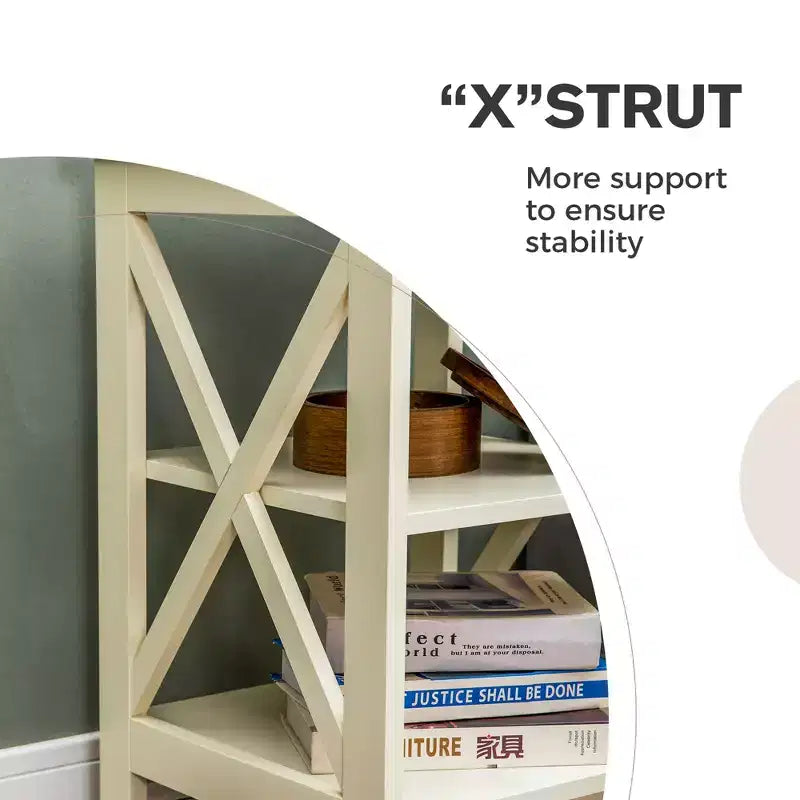 Tavolini da Caffè Rustici da Fattoria (Set da 2), Tavolini Laterali a 3 Livelli con Design a X, Comodini in Legno per Soggiorno o Camera da Letto