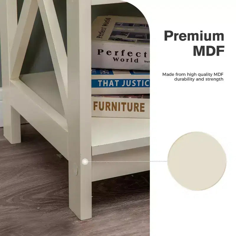 Tavolini da Caffè Rustici da Fattoria (Set da 2), Tavolini Laterali a 3 Livelli con Design a X, Comodini in Legno per Soggiorno o Camera da Letto