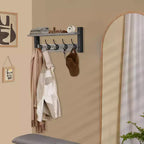 Mensola da parete galleggiante da 24 pollici con 5 ganci resistenti per ingresso, bagno, camera da letto, cucina o ripostiglio