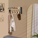 Mensola da parete galleggiante da 24 pollici con 5 ganci resistenti per ingresso, bagno, camera da letto, cucina o ripostiglio