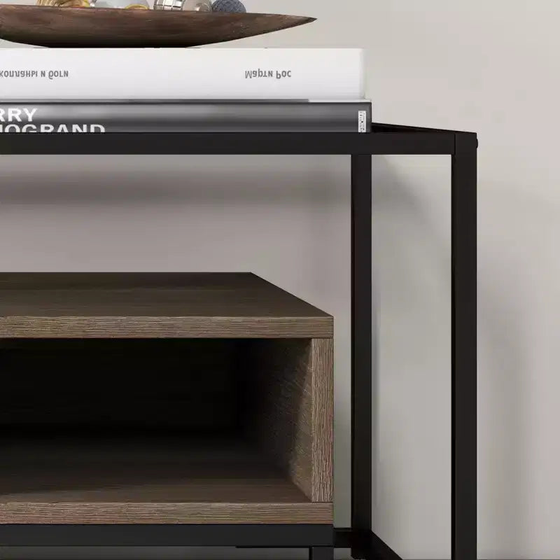 Tavolino da caffè in vetro temperato, tavolino centrale con 2 cassetti e ripiano portaoggetti, tavolino d'appoggio vintage con piano in vetro per casa, soggiorno, appartamento, ufficio