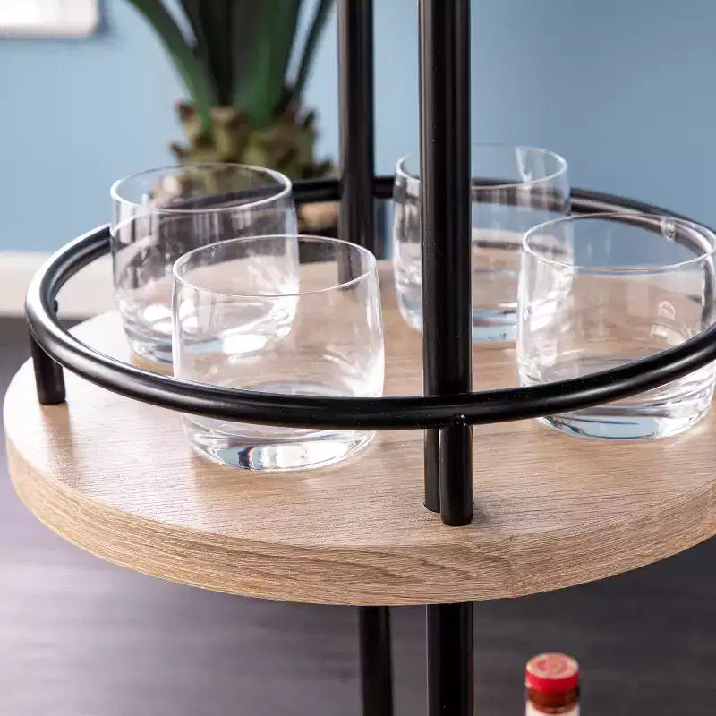 Tavolo da bar/vino con porta bicchieri integrato - Naturale